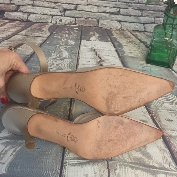 Isaac Mizrahi Champagne Satin Ankle Strap Heels - Picture 7 of 8